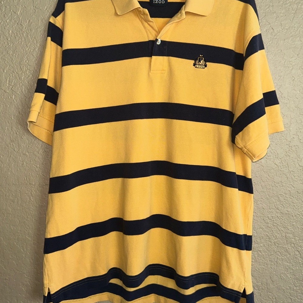 Izod Yellow and Blue Striped Polo Shirt
